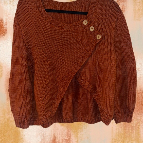 Handmade Crochet Burnt Orange Colored Sweater - Size: Medium - Picture 2 of 10